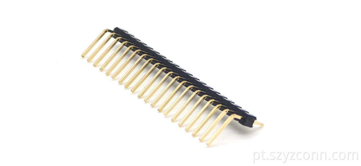 Ângulo direito H2.0mm 1*20P da única fileira do conector do encabeçamento do pino do passo de 2.0mm 2.0mm Pitch Pin header Connector Single Row Right Angle H2.0mm 1*20P